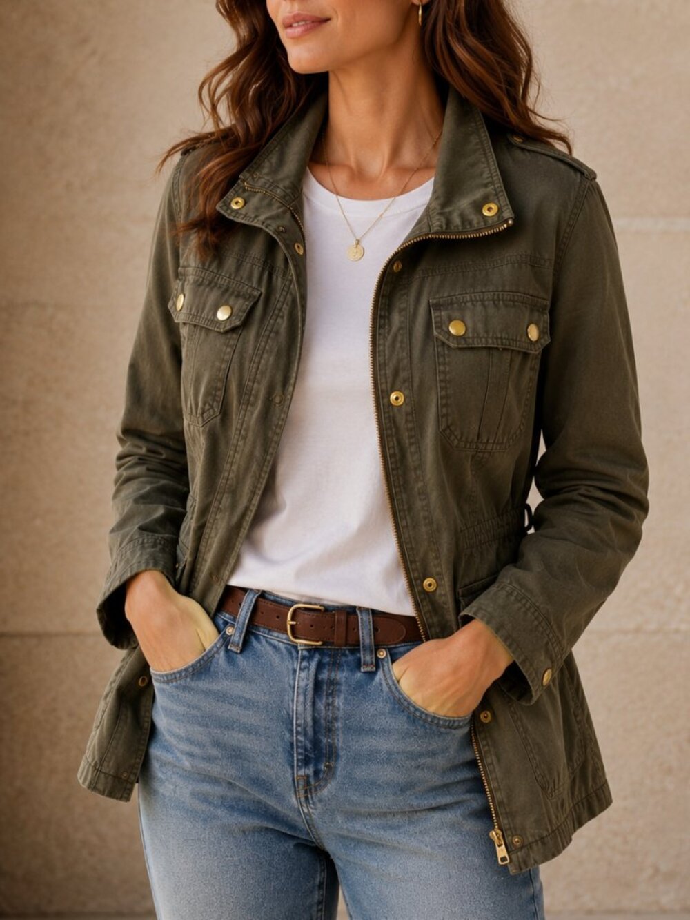 J. Crew Utility Field Jacket Olive Green Cotton Twill Military Safari Small
